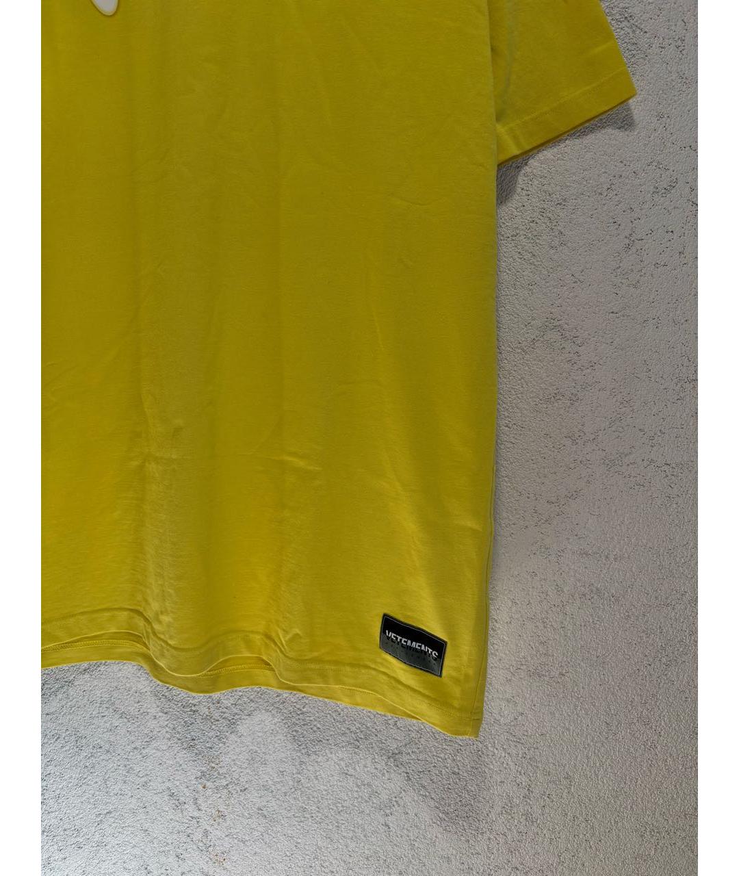 VETEMENTS Желтая хлопковая футболка, фото 2