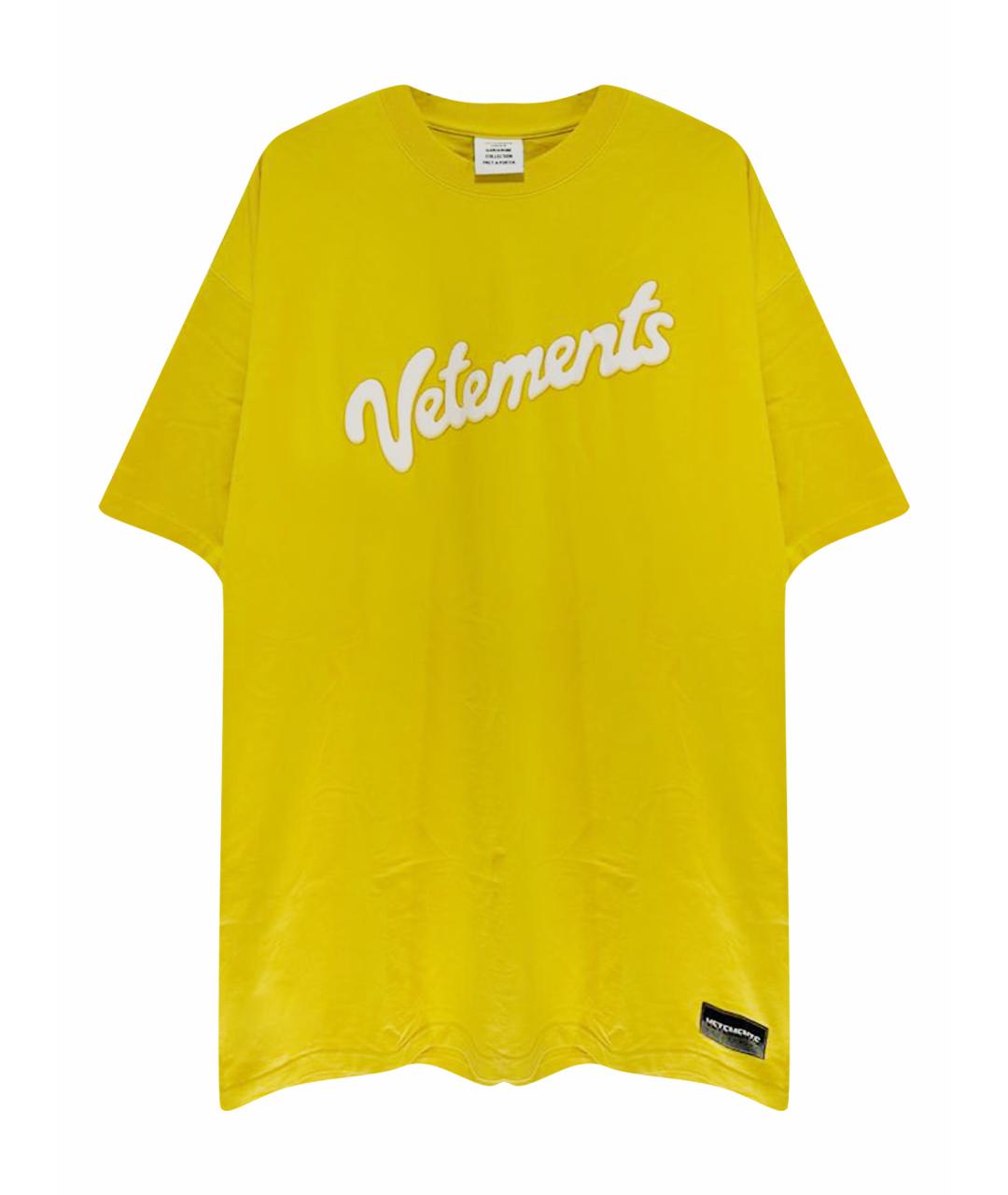 VETEMENTS Желтая хлопковая футболка, фото 1