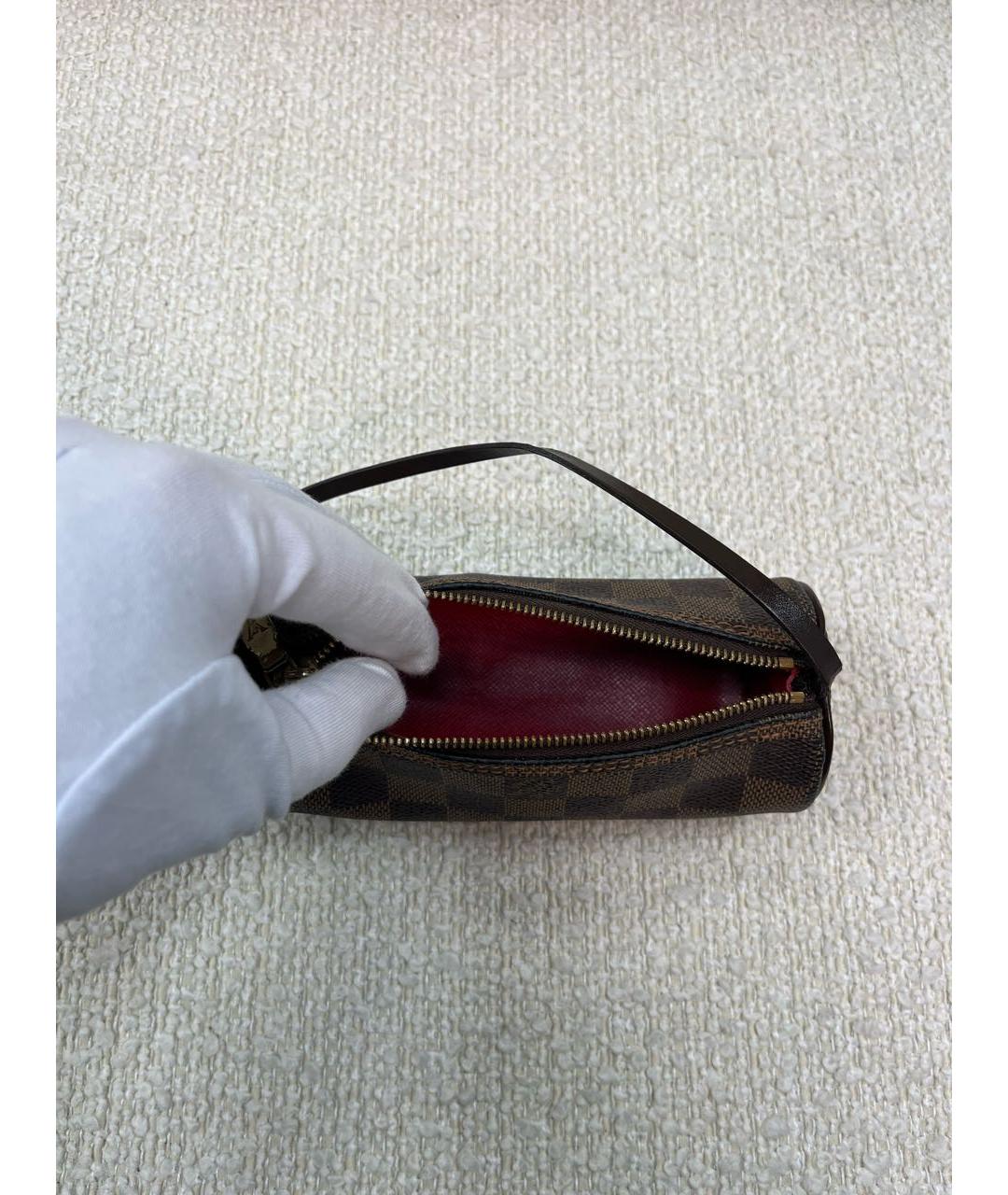 LOUIS VUITTON Коричневая кожаная сумка с короткими ручками, фото 4