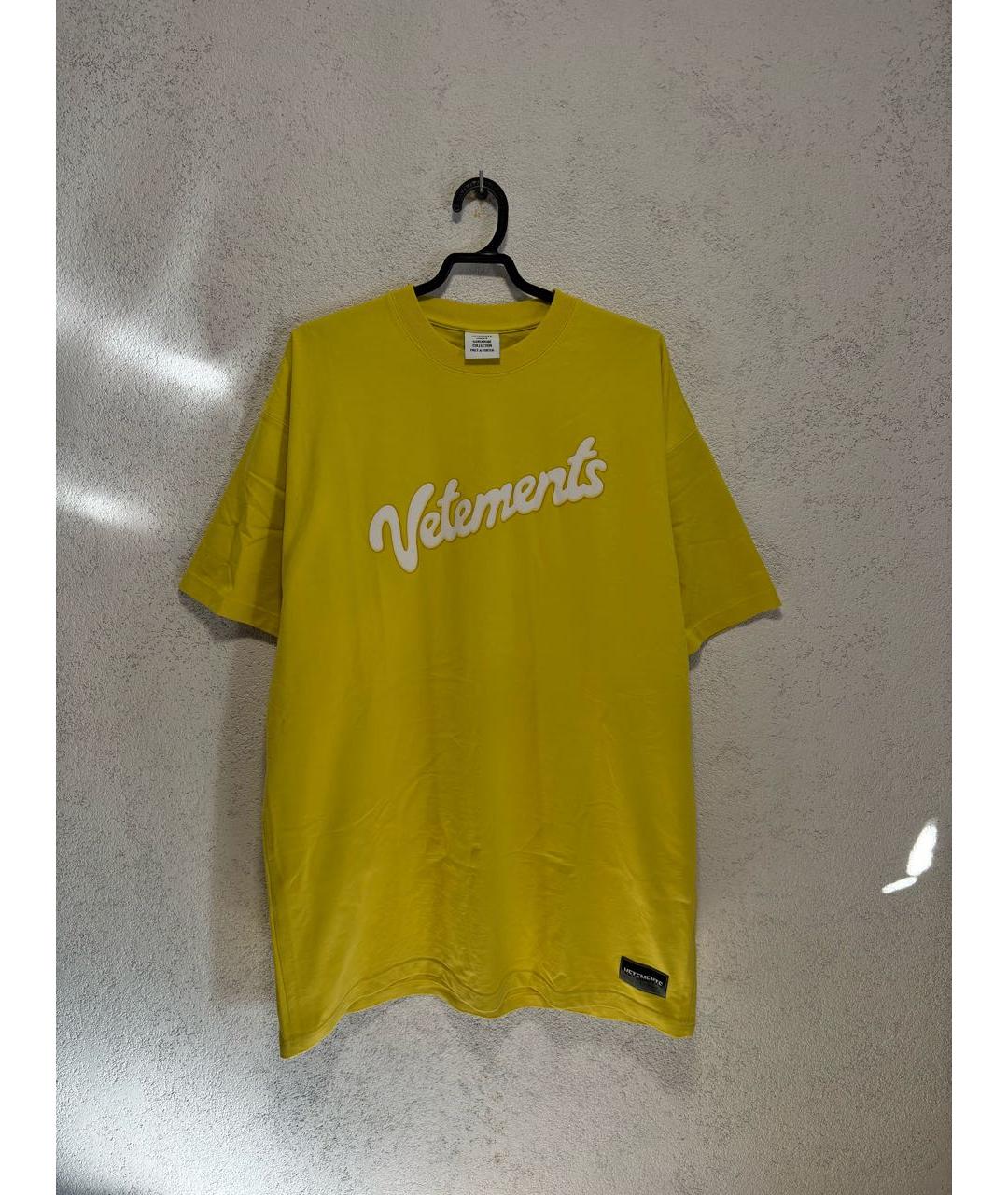 VETEMENTS Желтая хлопковая футболка, фото 4