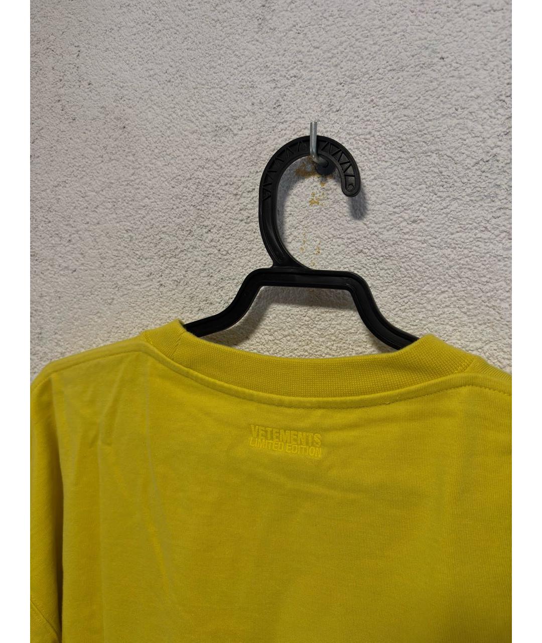 VETEMENTS Желтая хлопковая футболка, фото 3