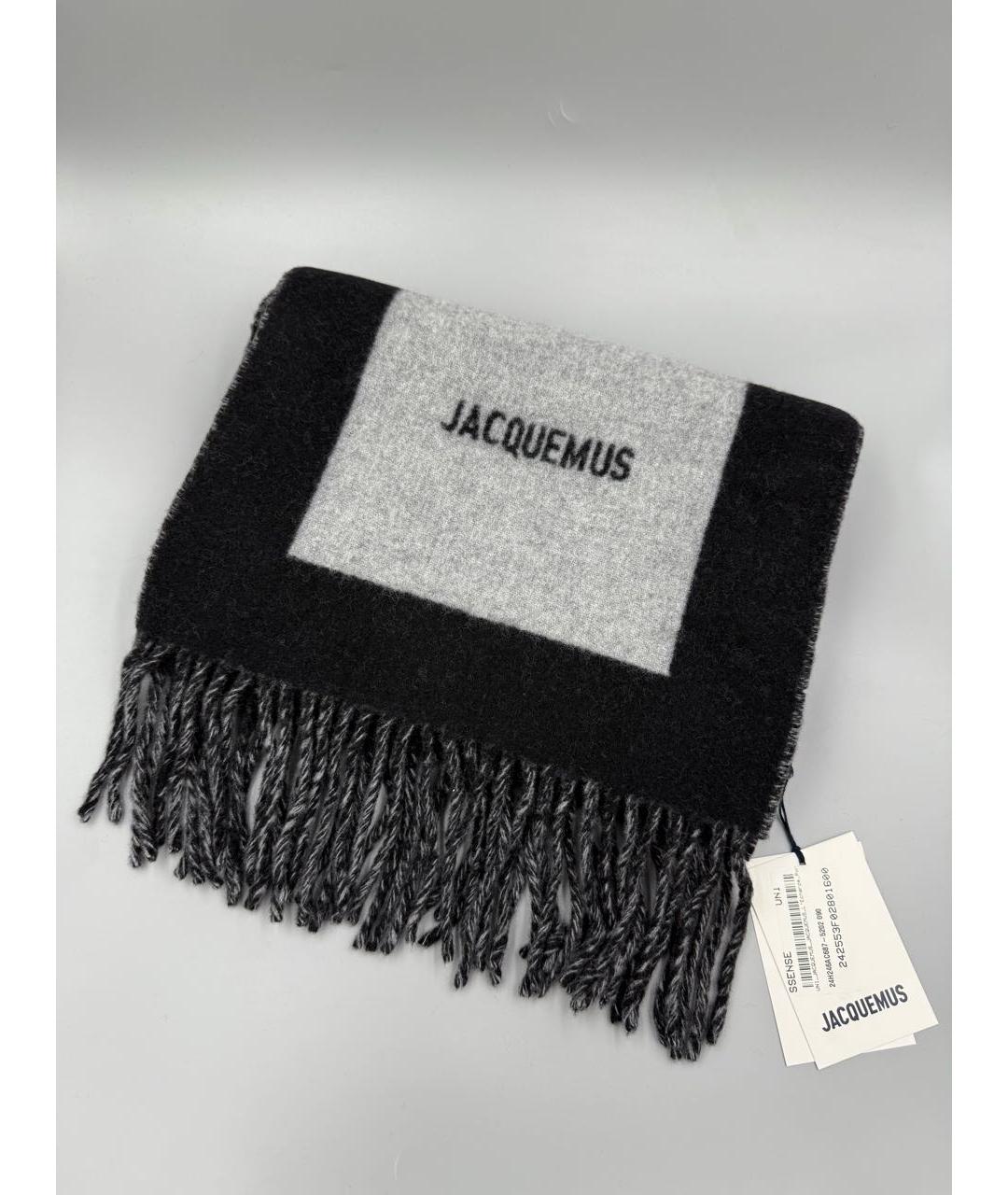 JACQUEMUS Черный шерстяной шарф, фото 3