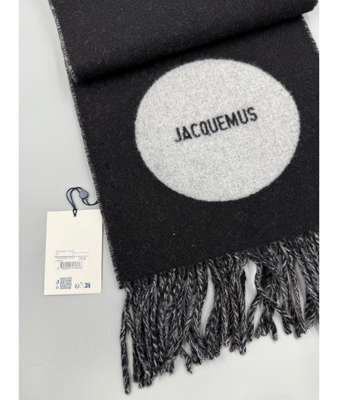 JACQUEMUS Черный шерстяной шарф, фото 4
