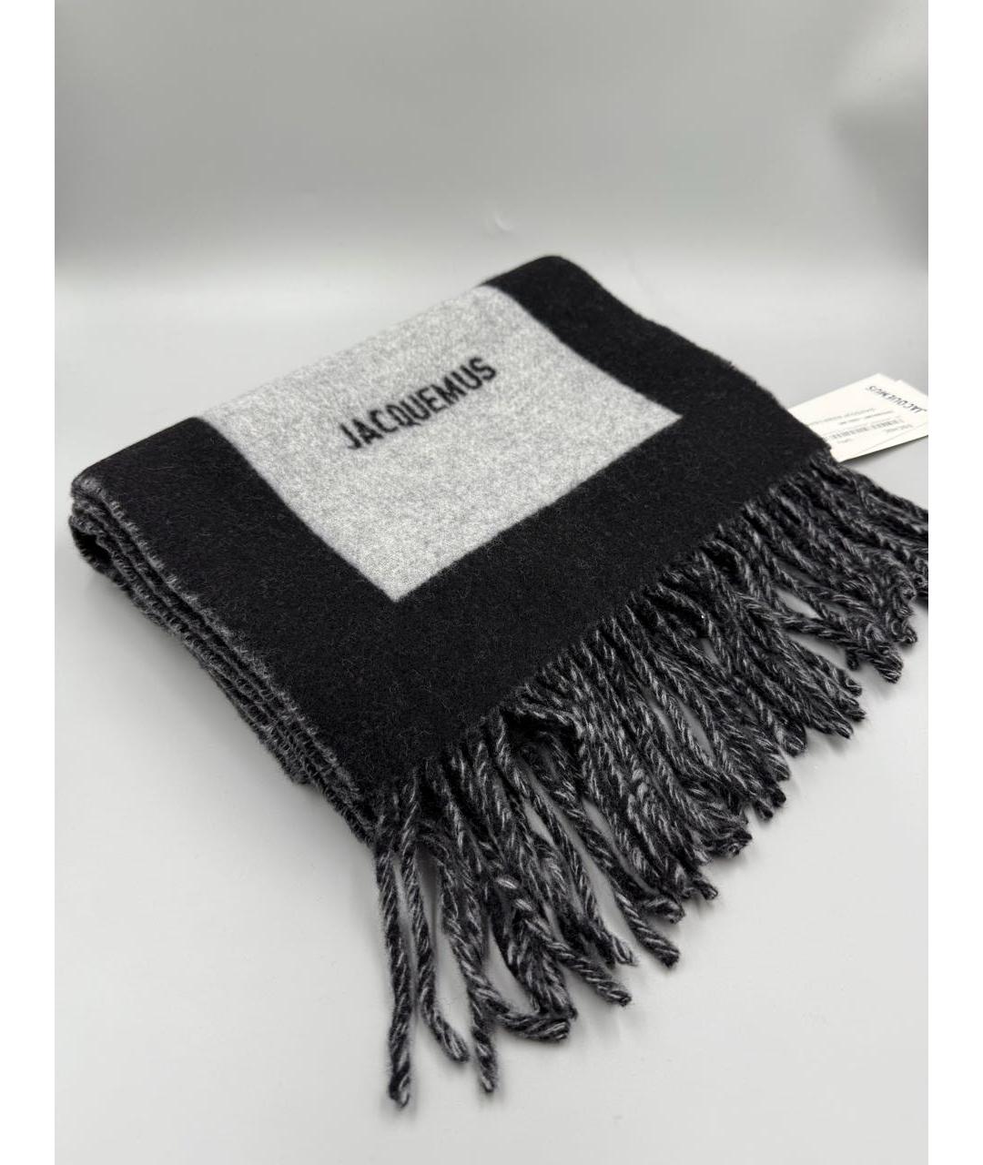 JACQUEMUS Черный шерстяной шарф, фото 6