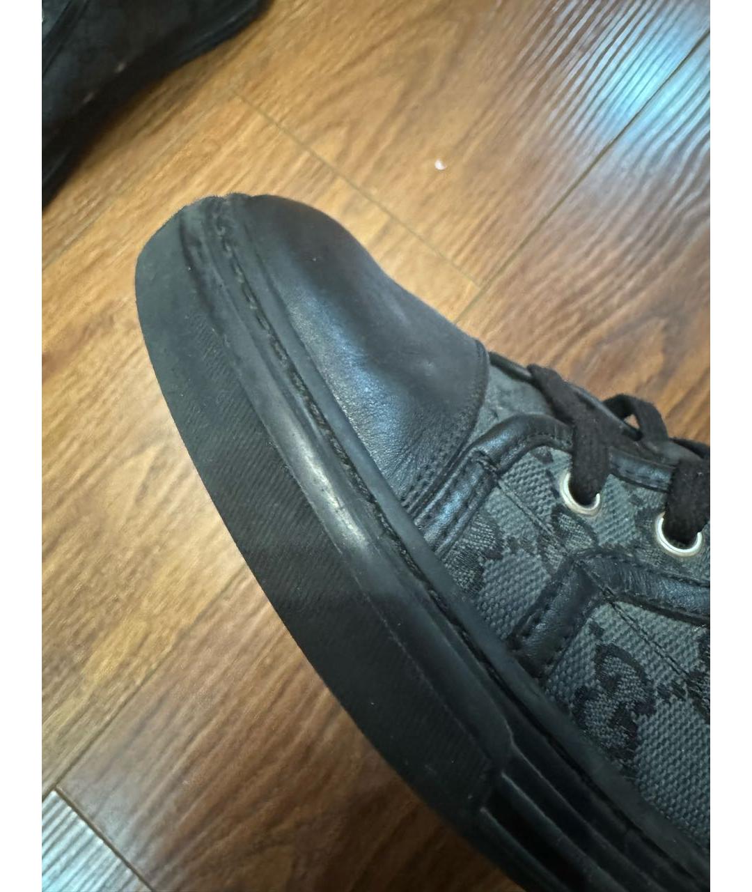 GUCCI Черные текстильные низкие кроссовки / кеды, фото 7