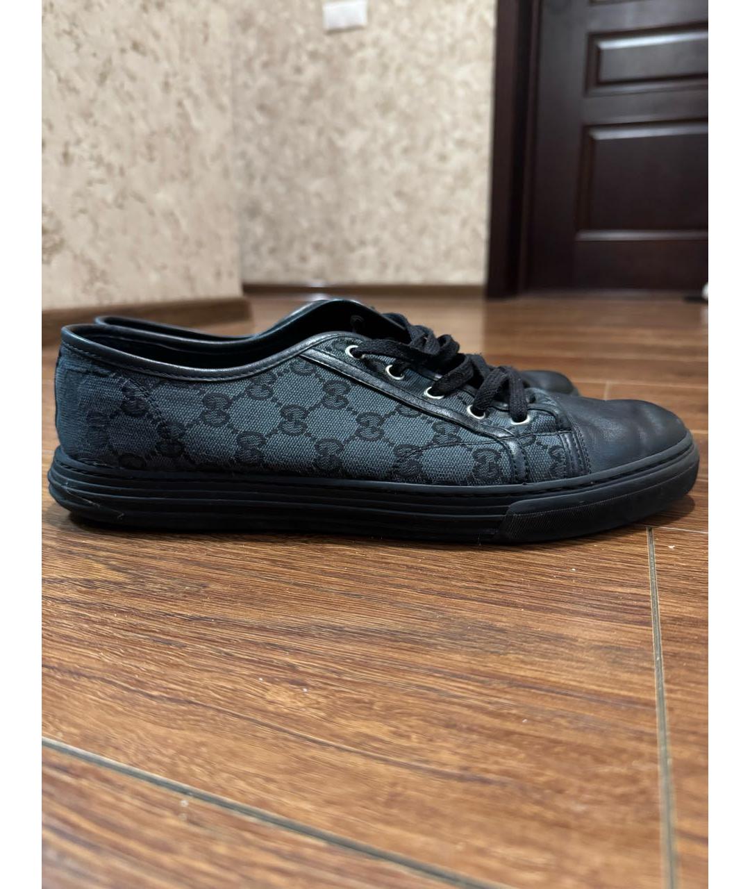 GUCCI Черные текстильные низкие кроссовки / кеды, фото 8