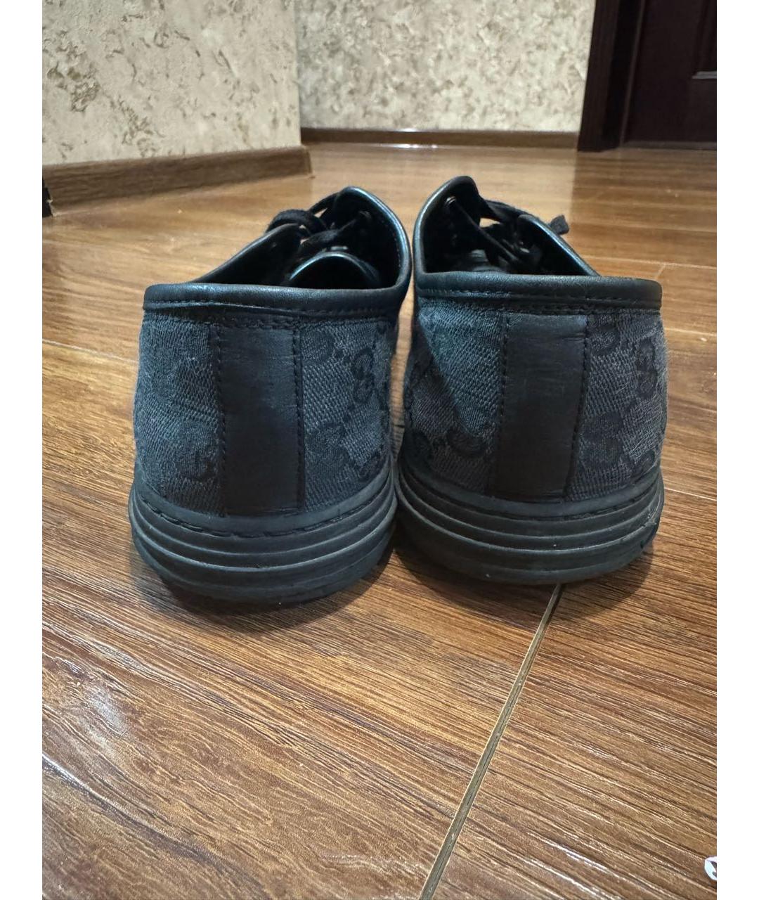 GUCCI Черные текстильные низкие кроссовки / кеды, фото 3