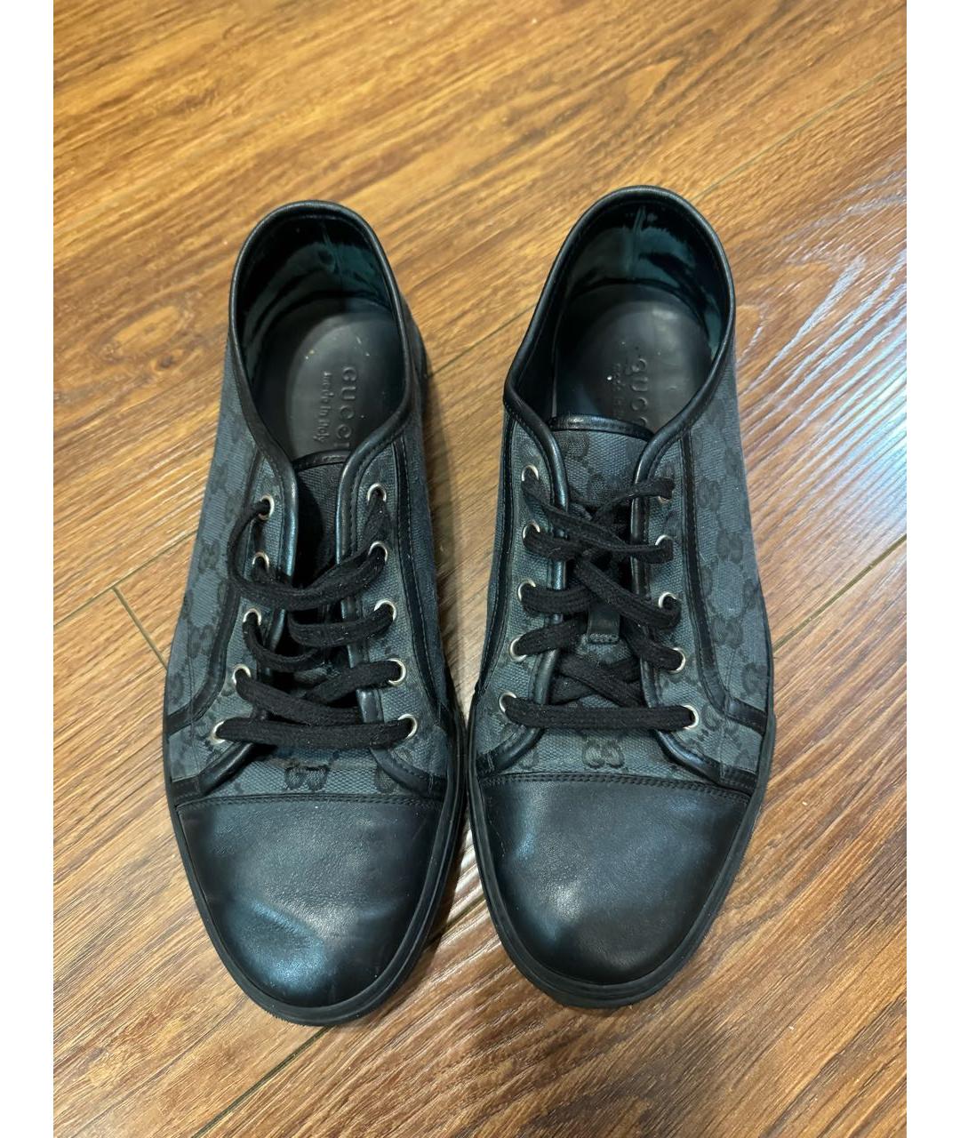 GUCCI Черные текстильные низкие кроссовки / кеды, фото 2