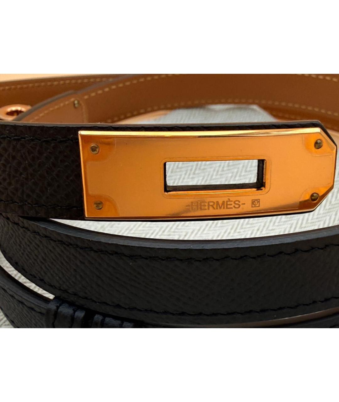 HERMES Черный кожаный ремень, фото 2