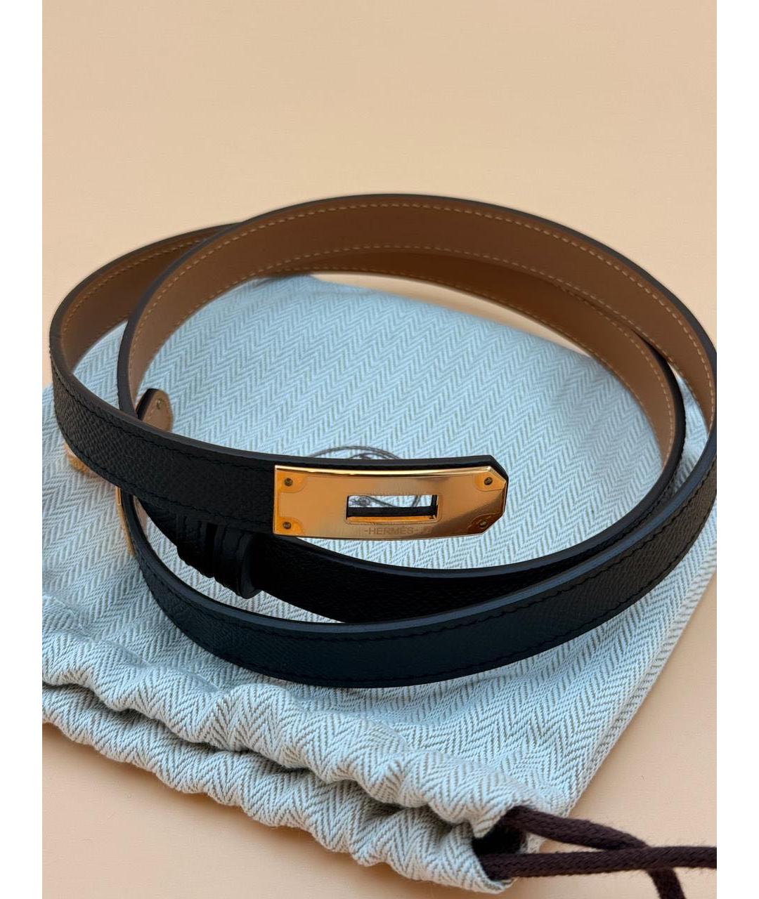 HERMES Черный кожаный ремень, фото 5