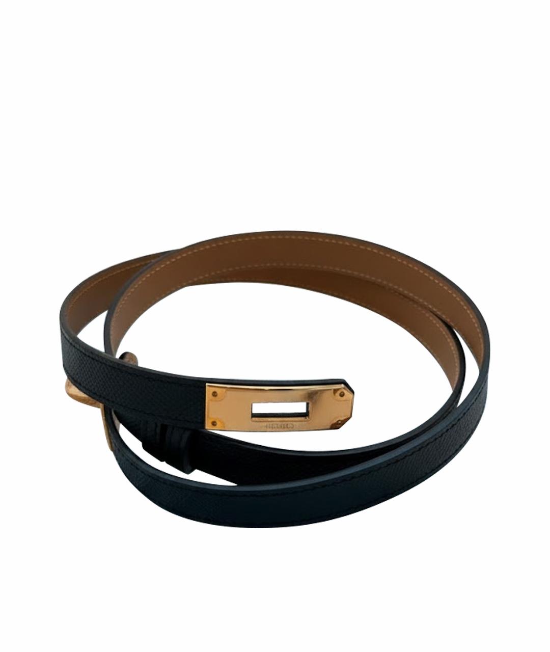 HERMES Черный кожаный ремень, фото 1