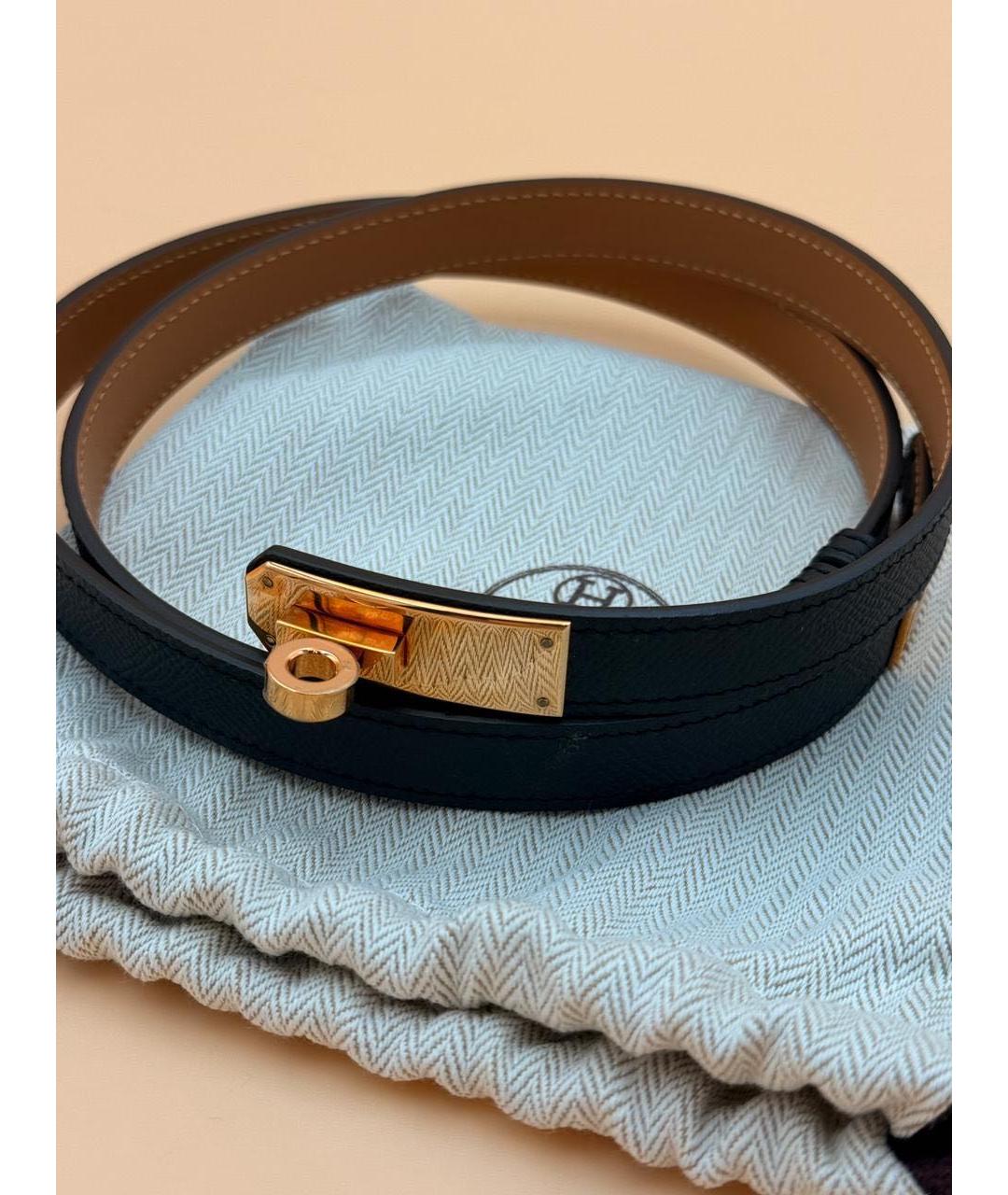 HERMES Черный кожаный ремень, фото 3