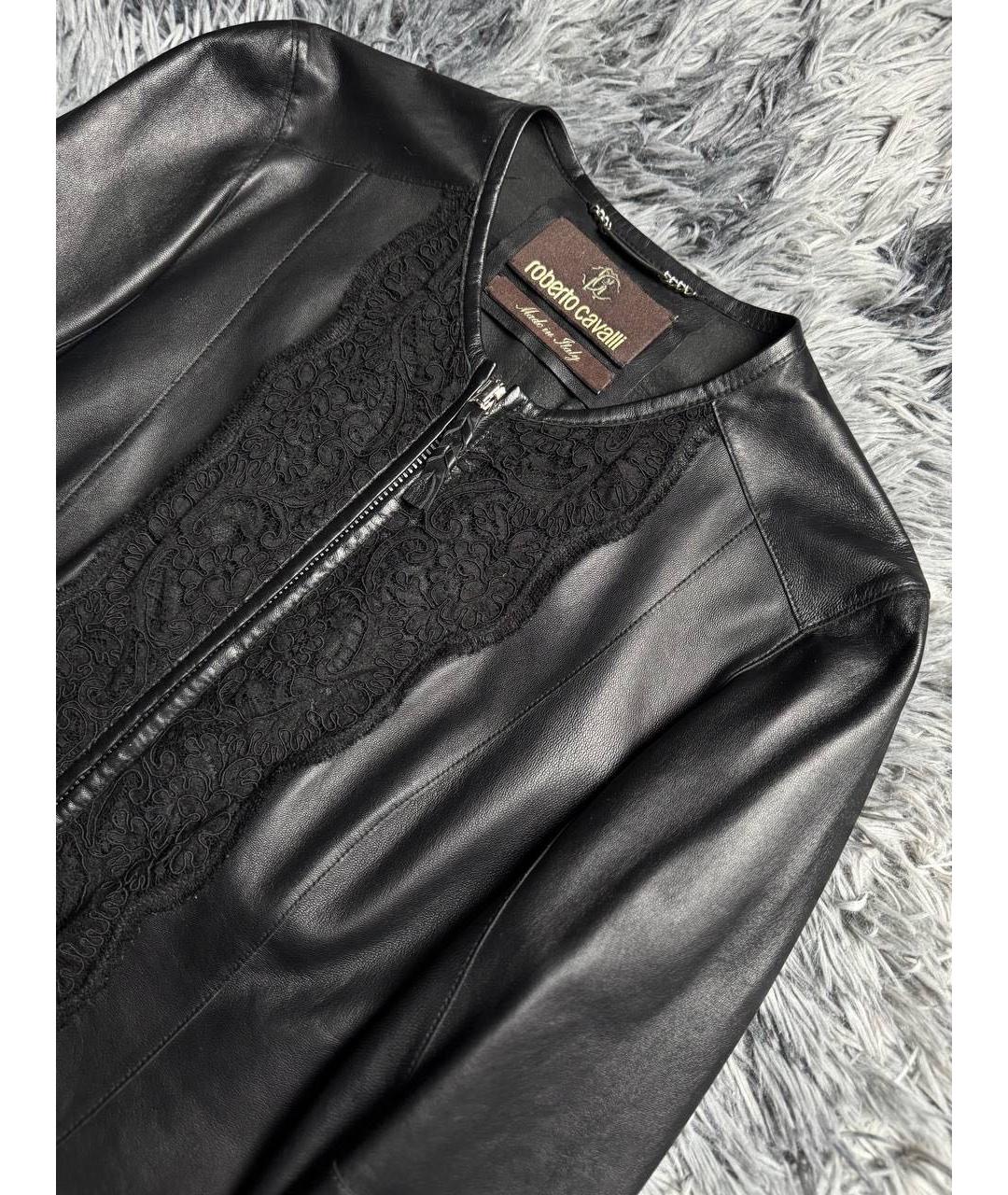 ROBERTO CAVALLI Черная кожаная куртка, фото 2