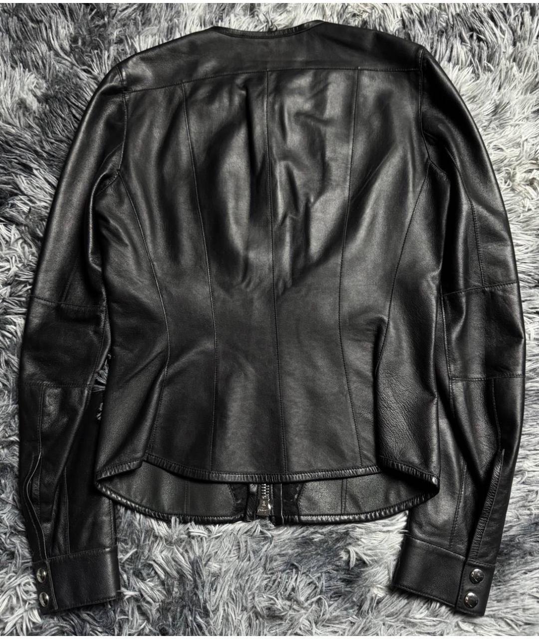 ROBERTO CAVALLI Черная кожаная куртка, фото 3