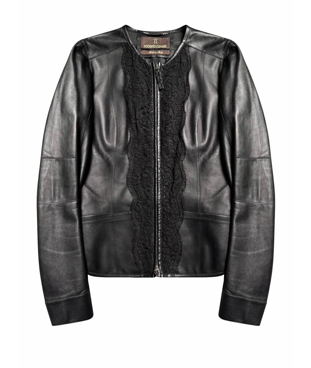 ROBERTO CAVALLI Черная кожаная куртка, фото 1