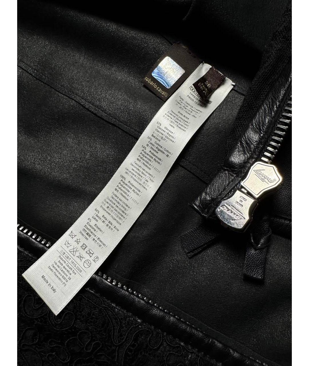 ROBERTO CAVALLI Черная кожаная куртка, фото 4