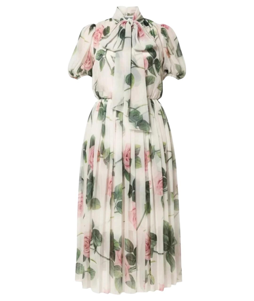 DOLCE&GABBANA Белое шелковое коктейльное платье, фото 1