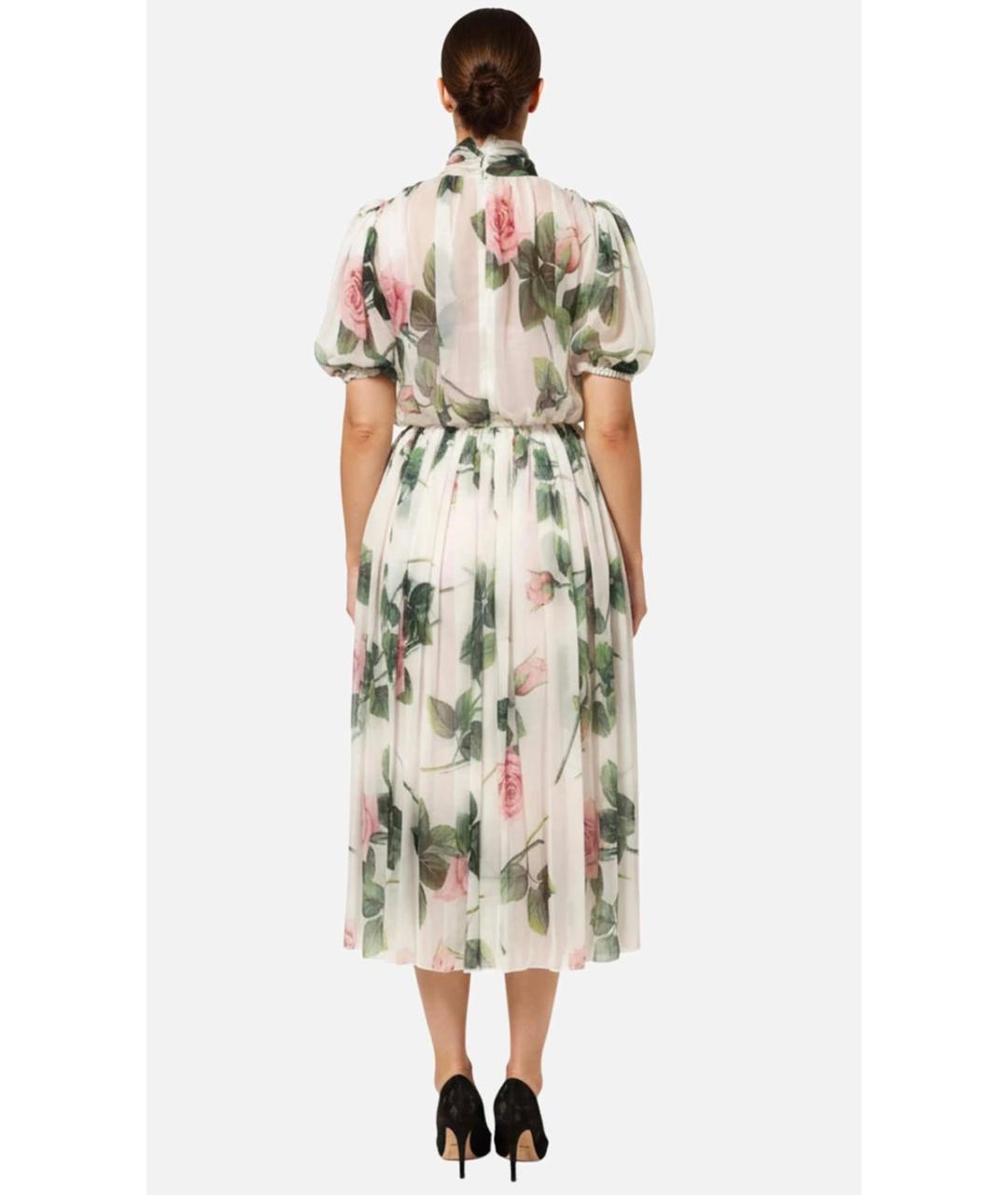 DOLCE&GABBANA Белое шелковое коктейльное платье, фото 3