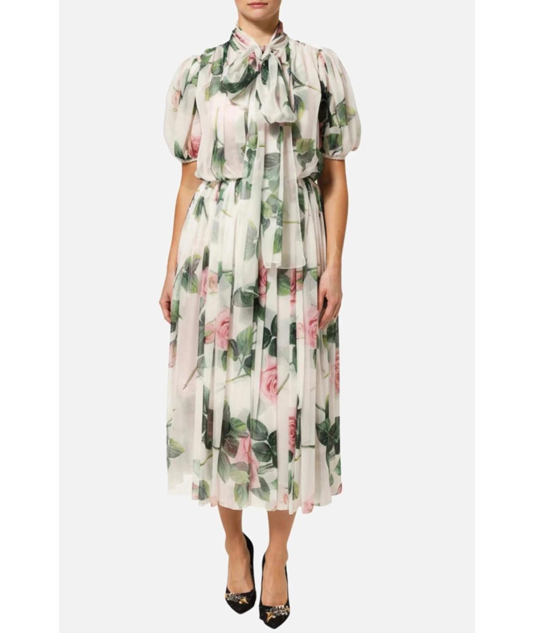 DOLCE&GABBANA Белое шелковое коктейльное платье, фото 2