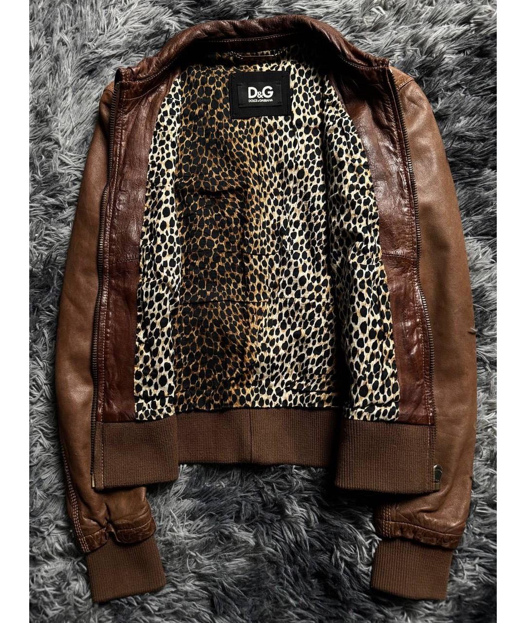 DOLCE&GABBANA Коричневая кожаная куртка, фото 3