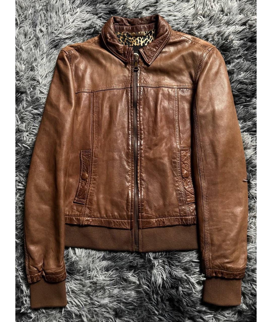 DOLCE&GABBANA Коричневая кожаная куртка, фото 4