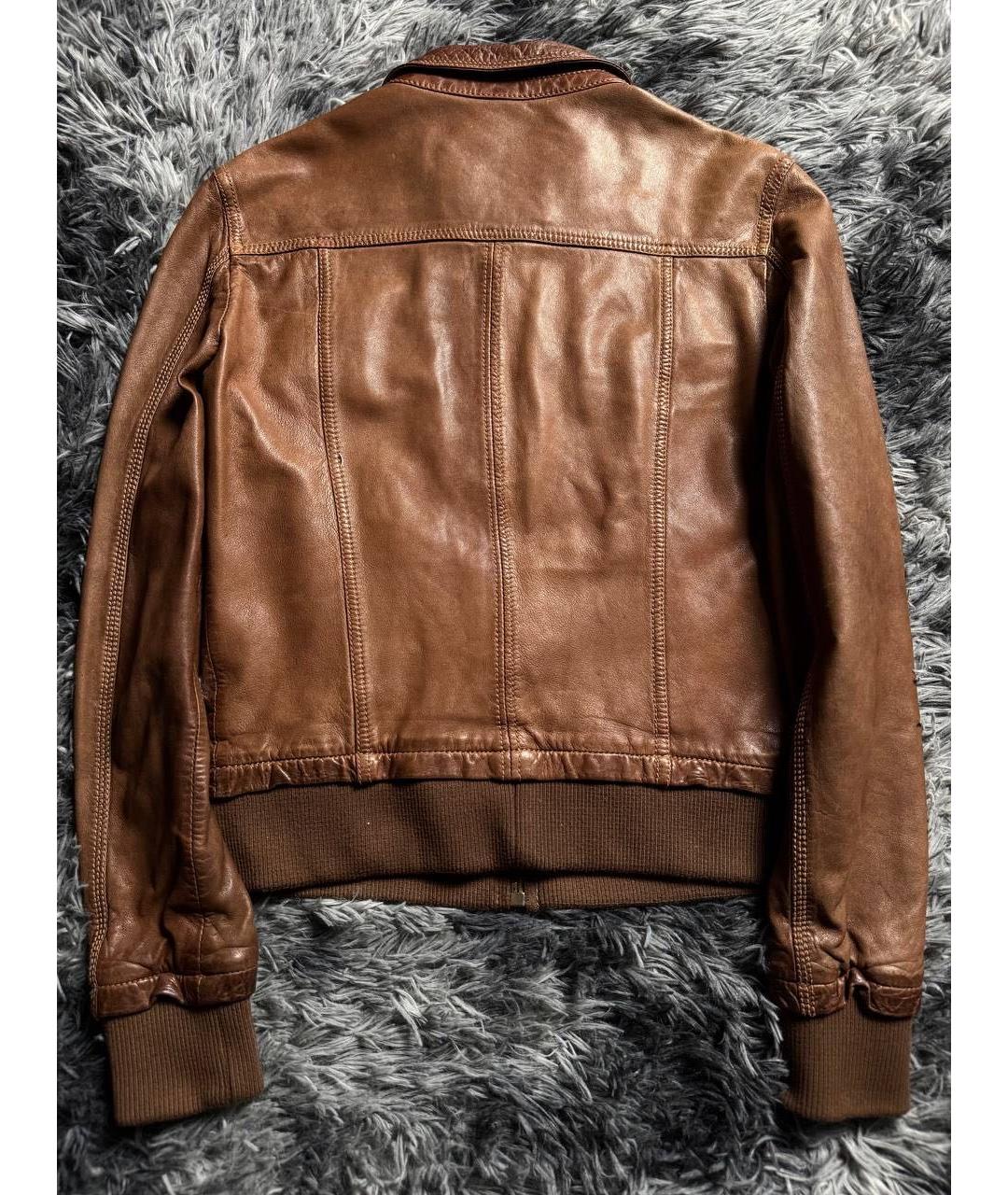 DOLCE&GABBANA Коричневая кожаная куртка, фото 2