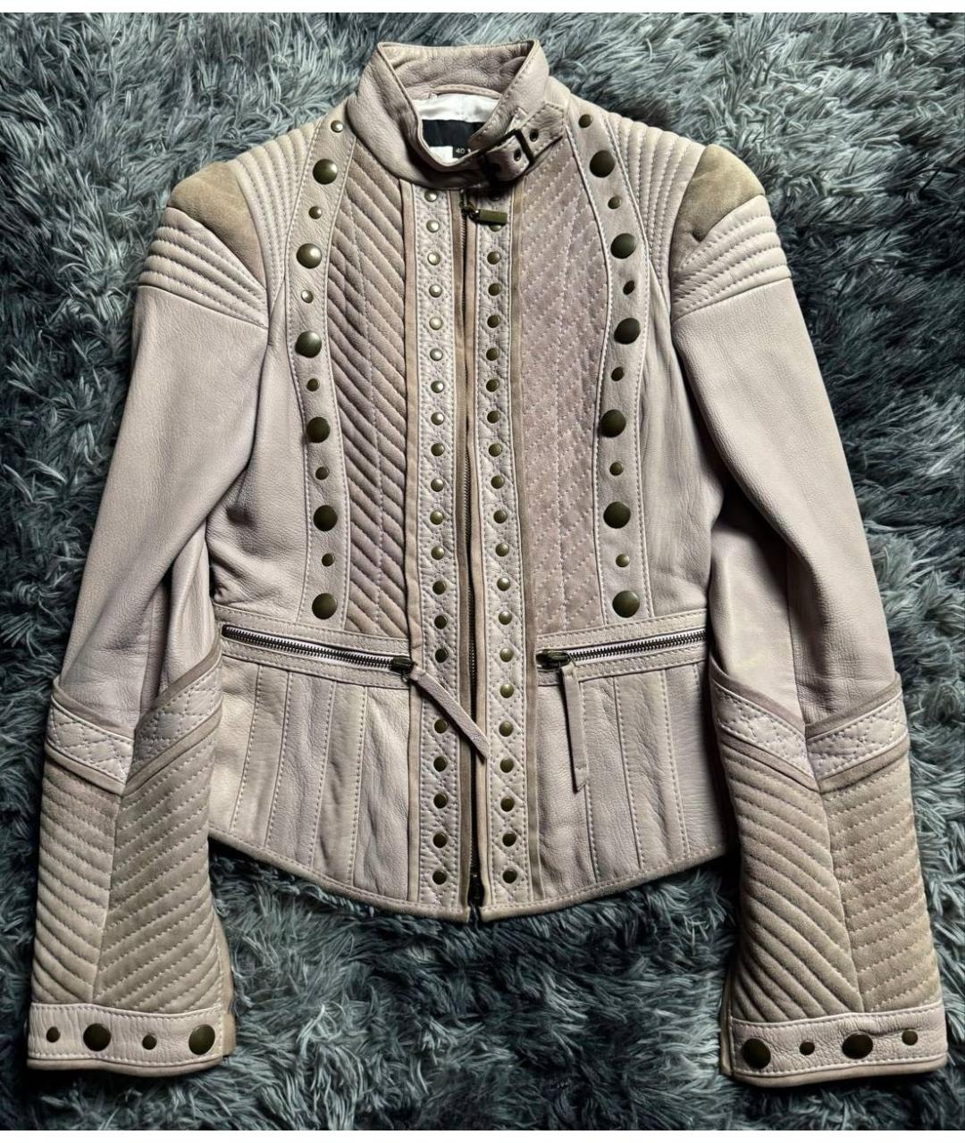 JUST CAVALLI Бежевая кожаная куртка, фото 5