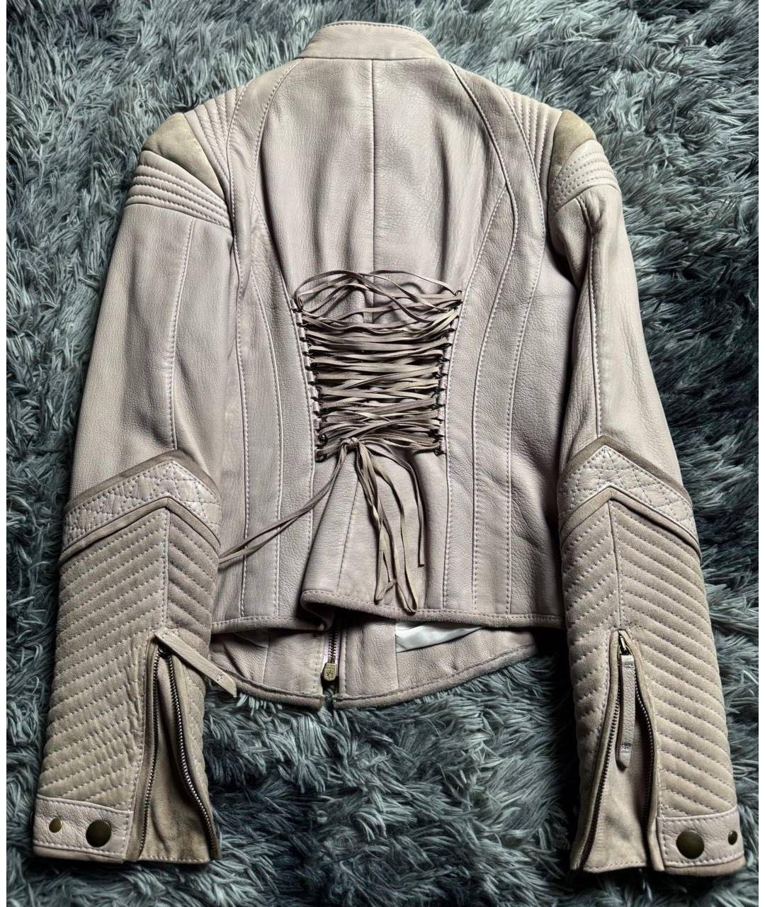 JUST CAVALLI Бежевая кожаная куртка, фото 2