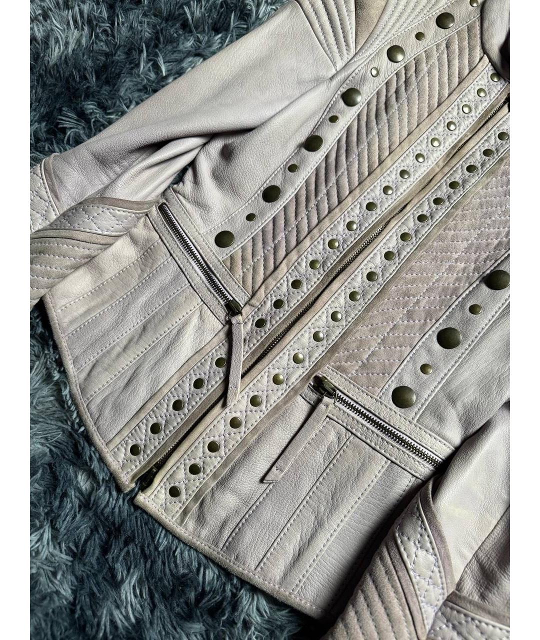 JUST CAVALLI Бежевая кожаная куртка, фото 4