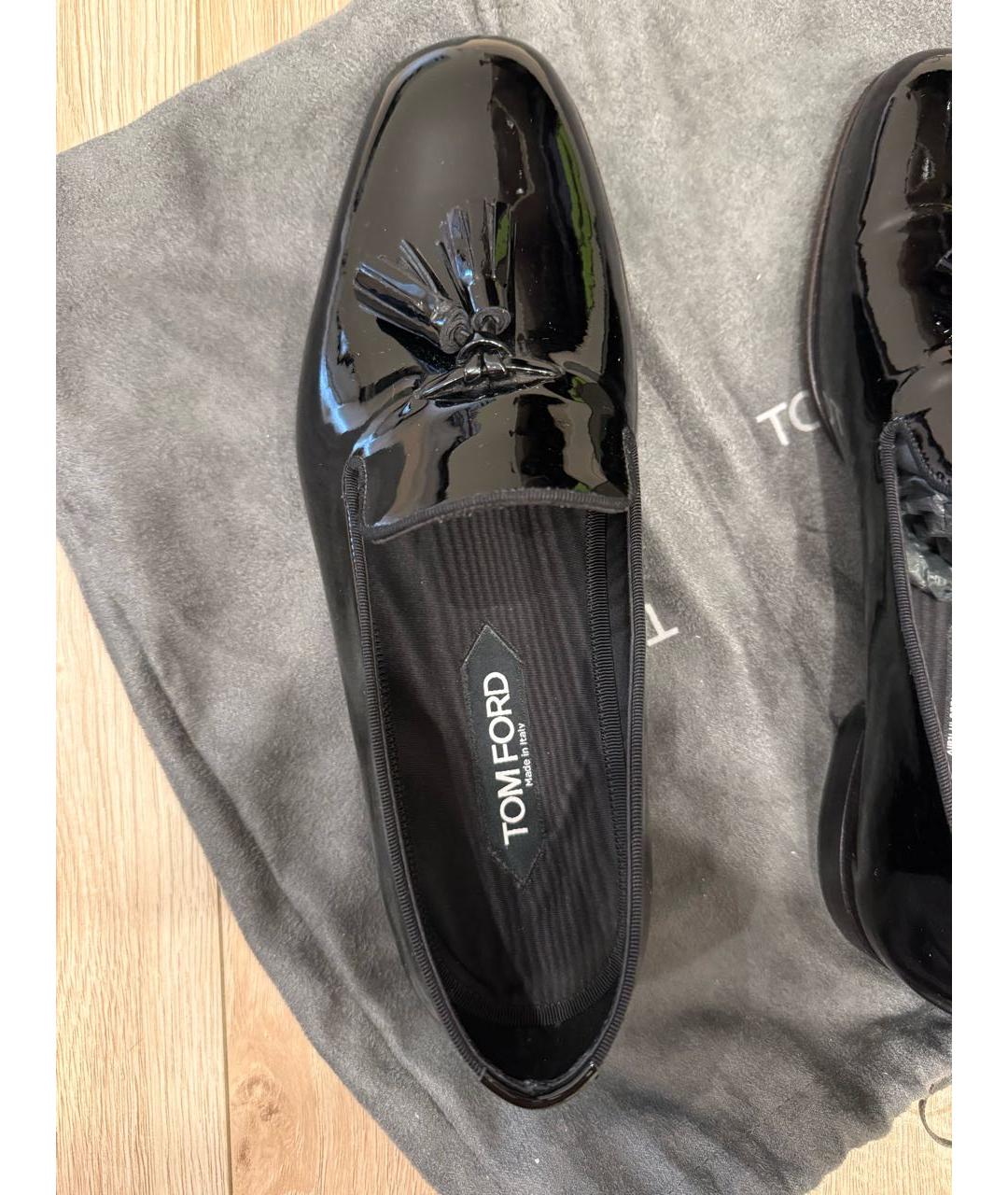 TOM FORD Черные лоферы из лакированной кожи, фото 4