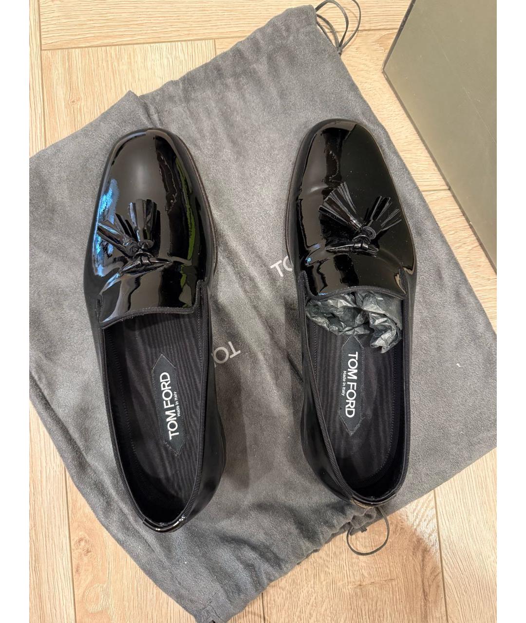 TOM FORD Черные лоферы из лакированной кожи, фото 2