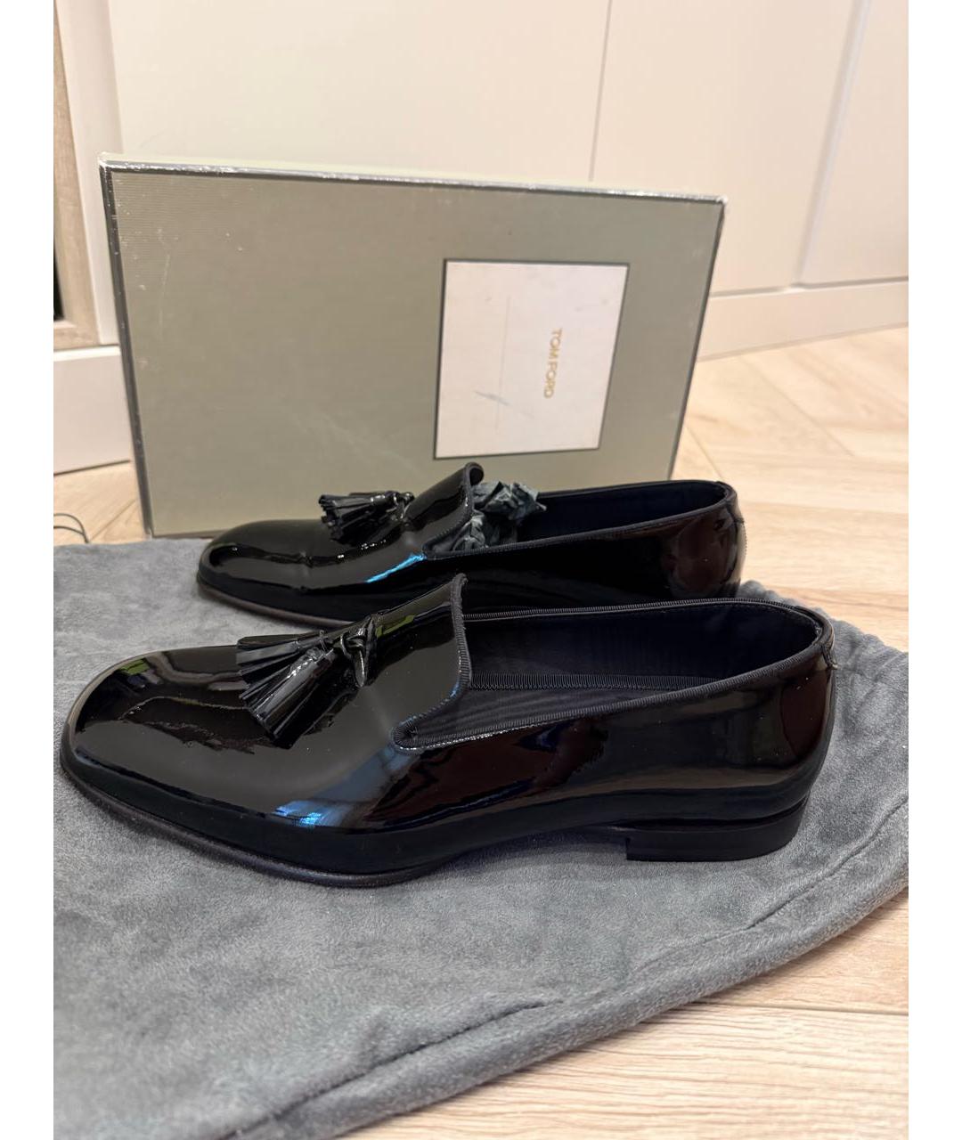 TOM FORD Черные лоферы из лакированной кожи, фото 5