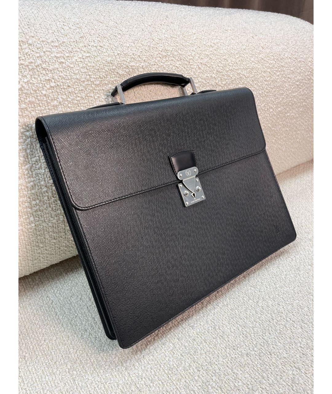 LOUIS VUITTON Черный кожаный портфель, фото 2