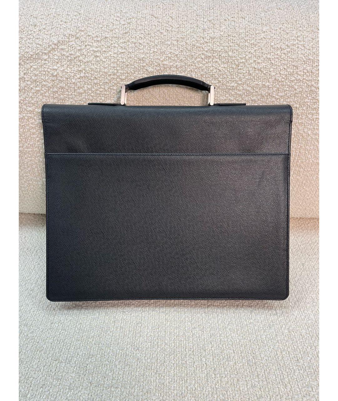 LOUIS VUITTON Черный кожаный портфель, фото 3