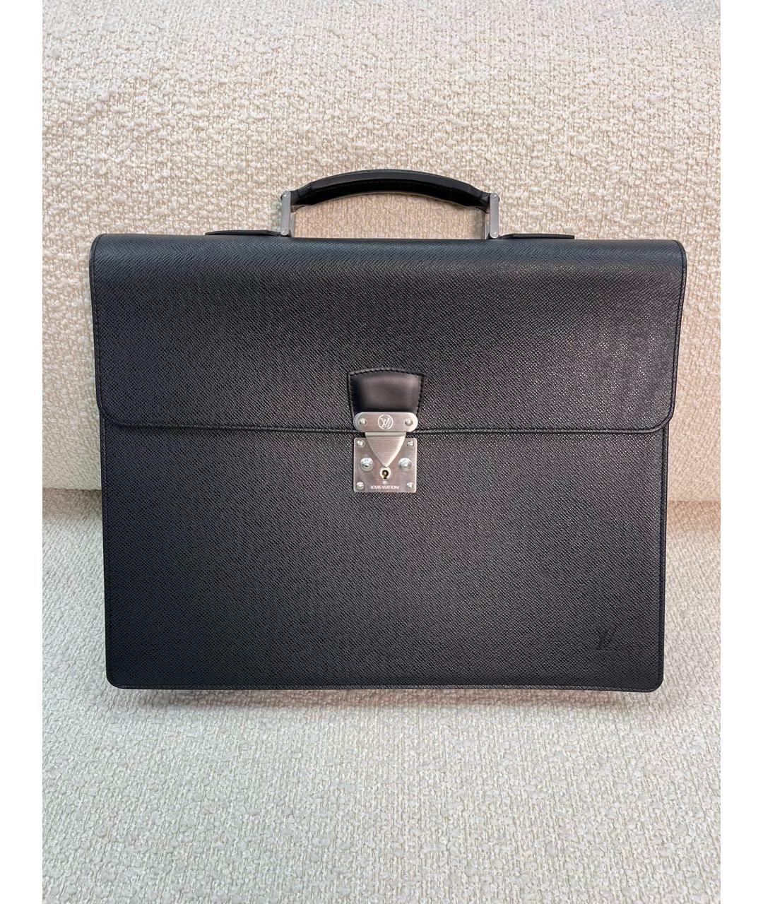 LOUIS VUITTON Черный кожаный портфель, фото 9