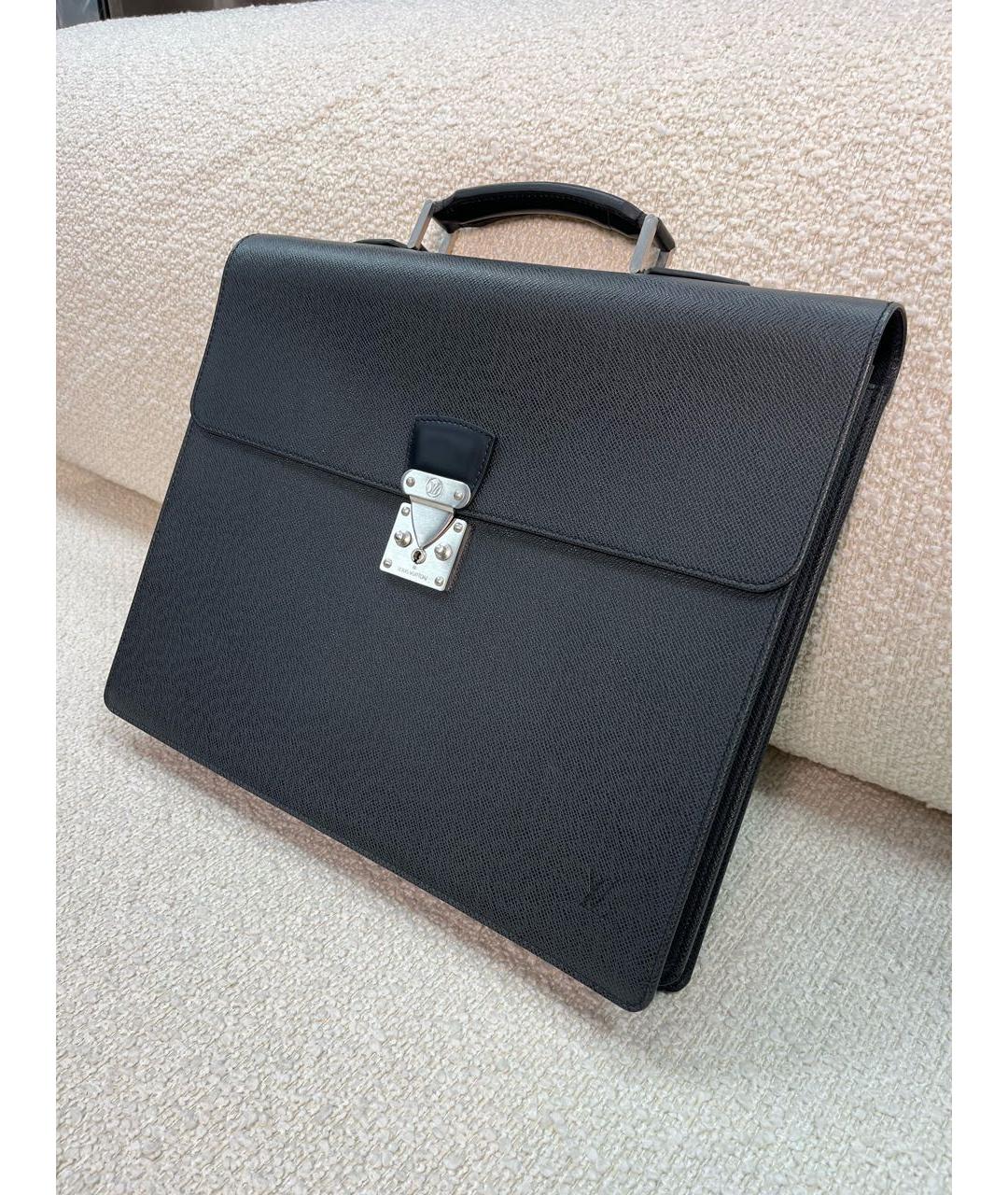 LOUIS VUITTON Черный кожаный портфель, фото 5