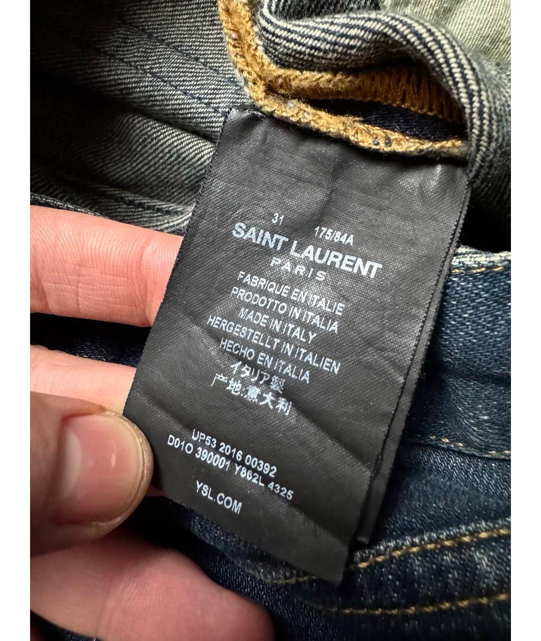 SAINT LAURENT Темно-синие хлопковые джинсы скинни, фото 7