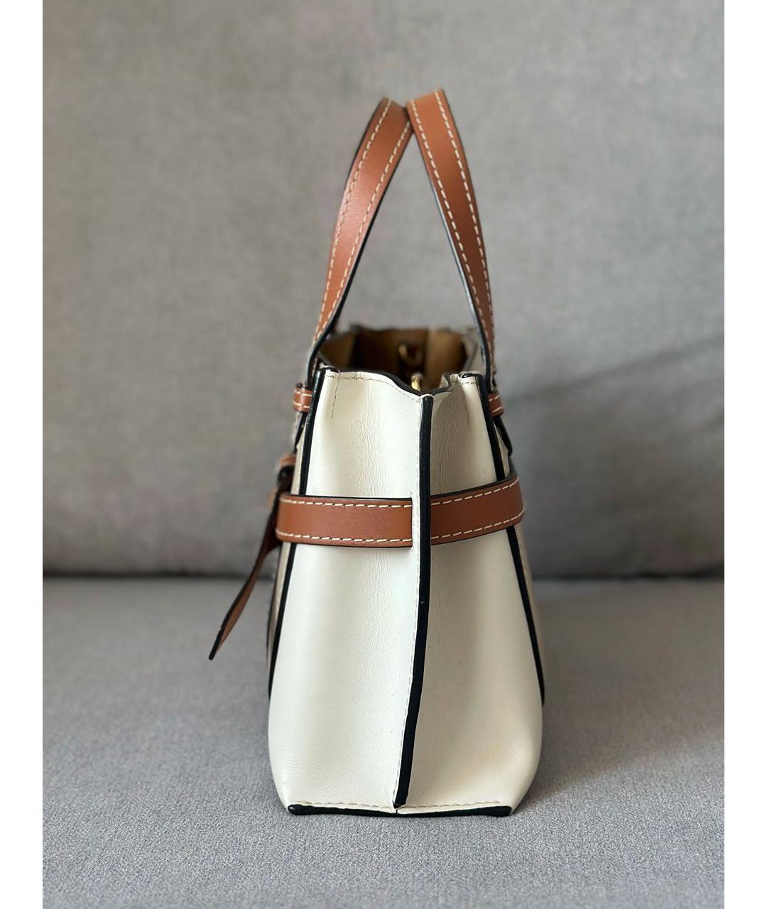 LOEWE Бежевая кожаная сумка с короткими ручками, фото 6