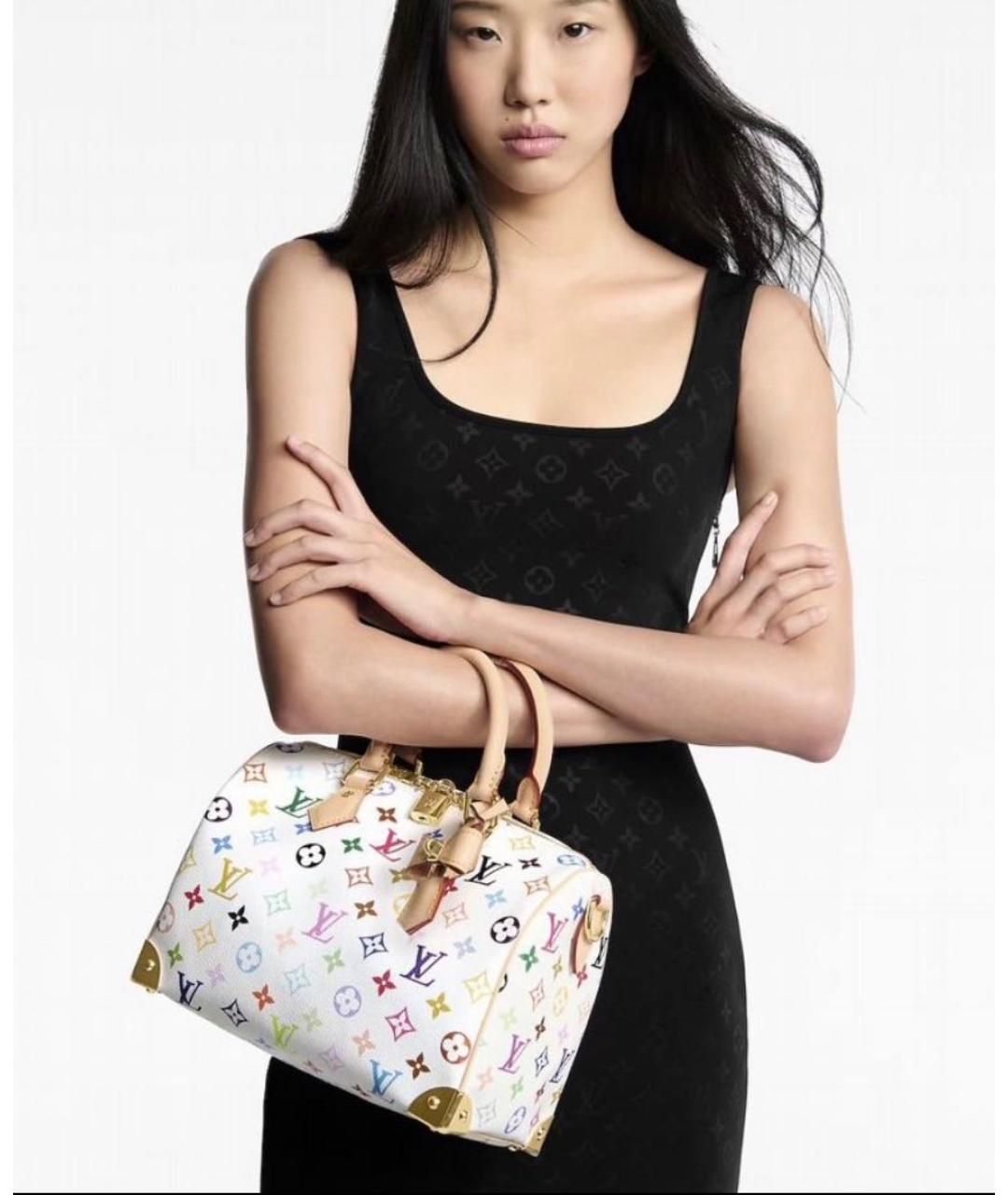 LOUIS VUITTON Белая кожаная сумка с короткими ручками, фото 7