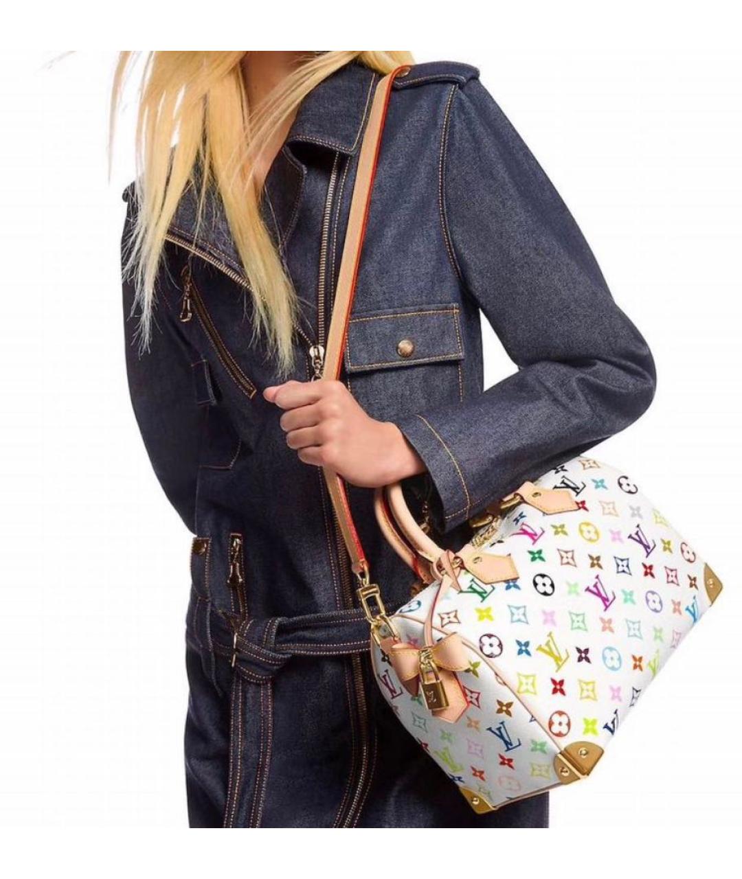 LOUIS VUITTON Белая кожаная сумка с короткими ручками, фото 5