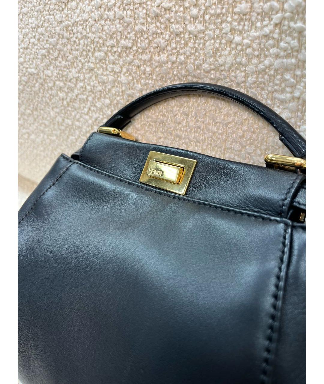 FENDI Черная кожаная сумка с короткими ручками, фото 7
