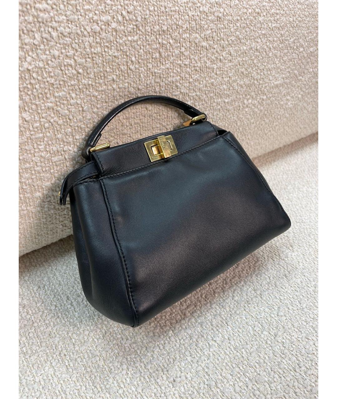 FENDI Черная кожаная сумка с короткими ручками, фото 2