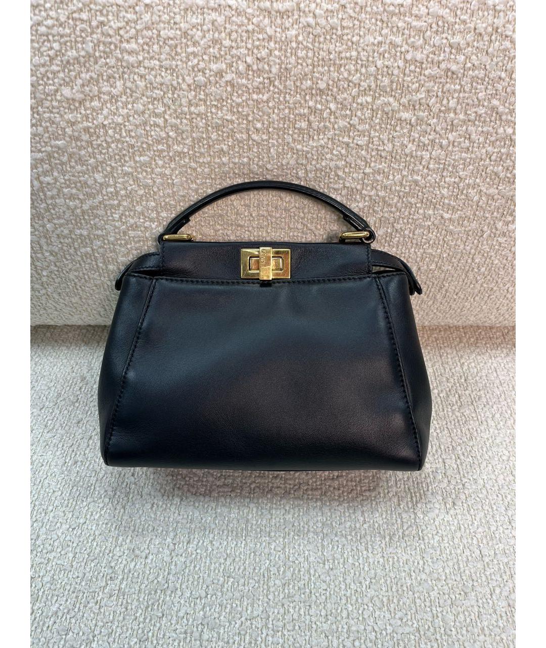 FENDI Черная кожаная сумка с короткими ручками, фото 9