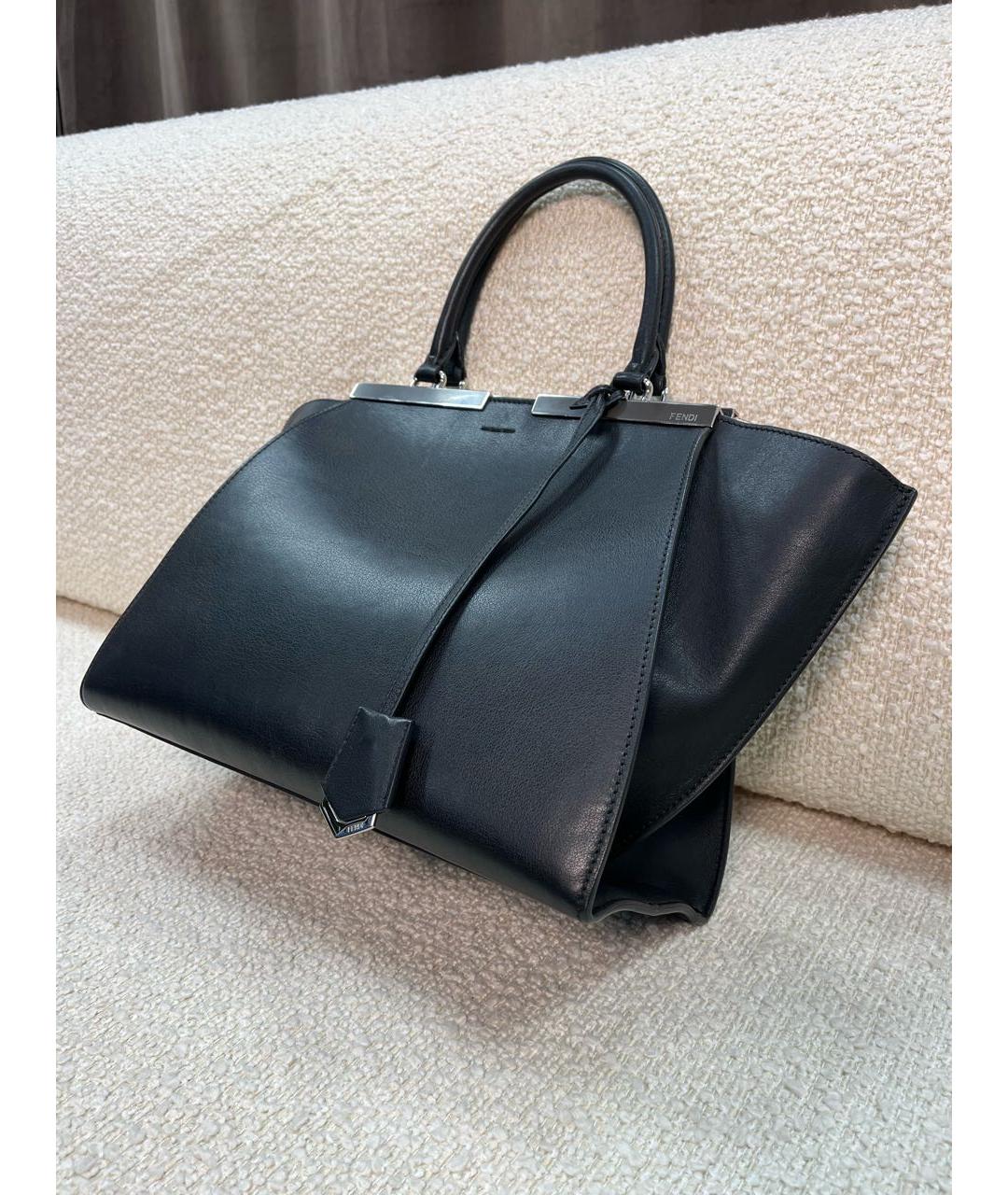 FENDI Черная кожаная сумка с короткими ручками, фото 5