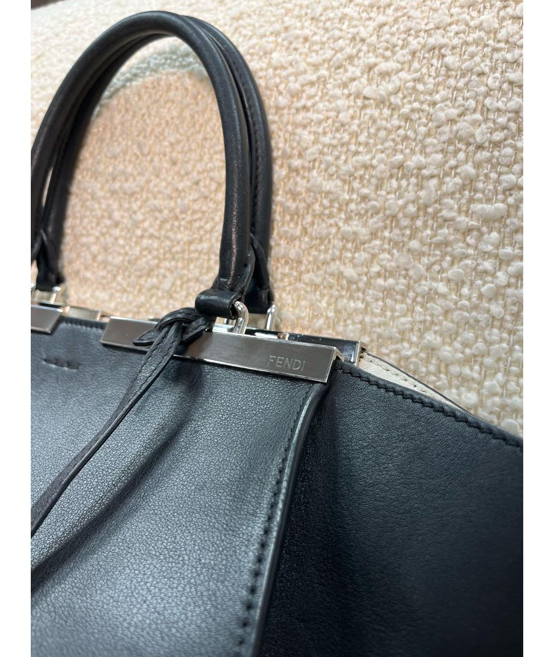 FENDI Черная кожаная сумка с короткими ручками, фото 8