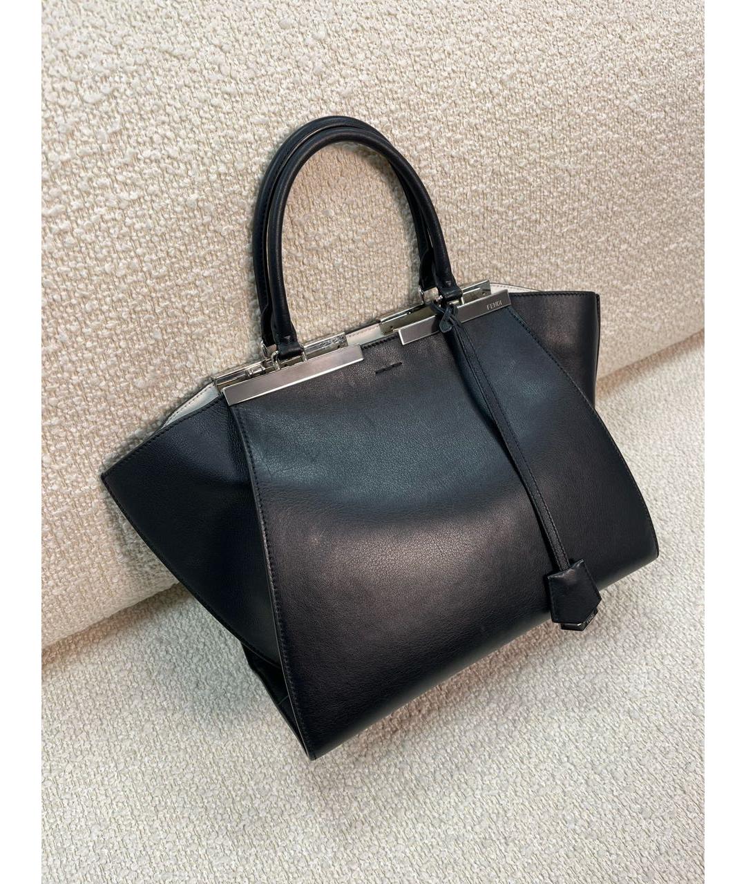 FENDI Черная кожаная сумка с короткими ручками, фото 2