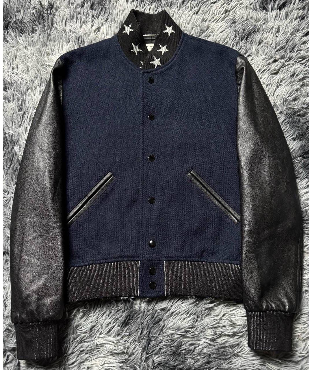 SAINT LAURENT Темно-синяя кожаная куртка, фото 6
