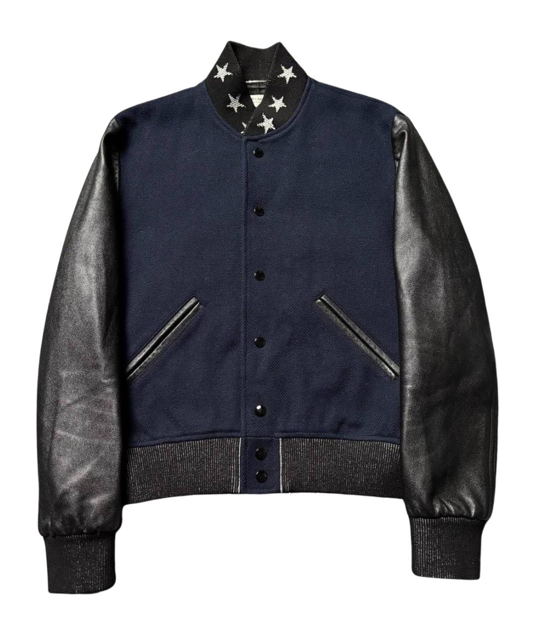 SAINT LAURENT Темно-синяя кожаная куртка, фото 1