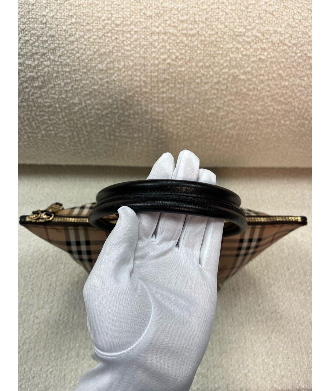 BURBERRY Бежевая кожаная сумка с короткими ручками, фото 7