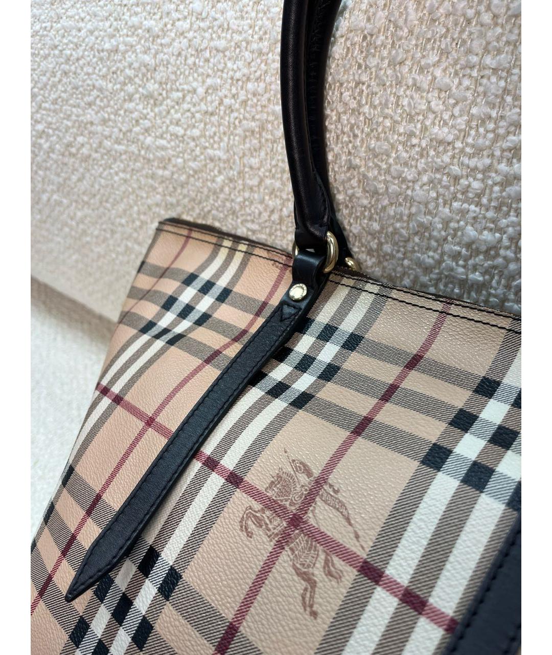 BURBERRY Бежевая кожаная сумка с короткими ручками, фото 8